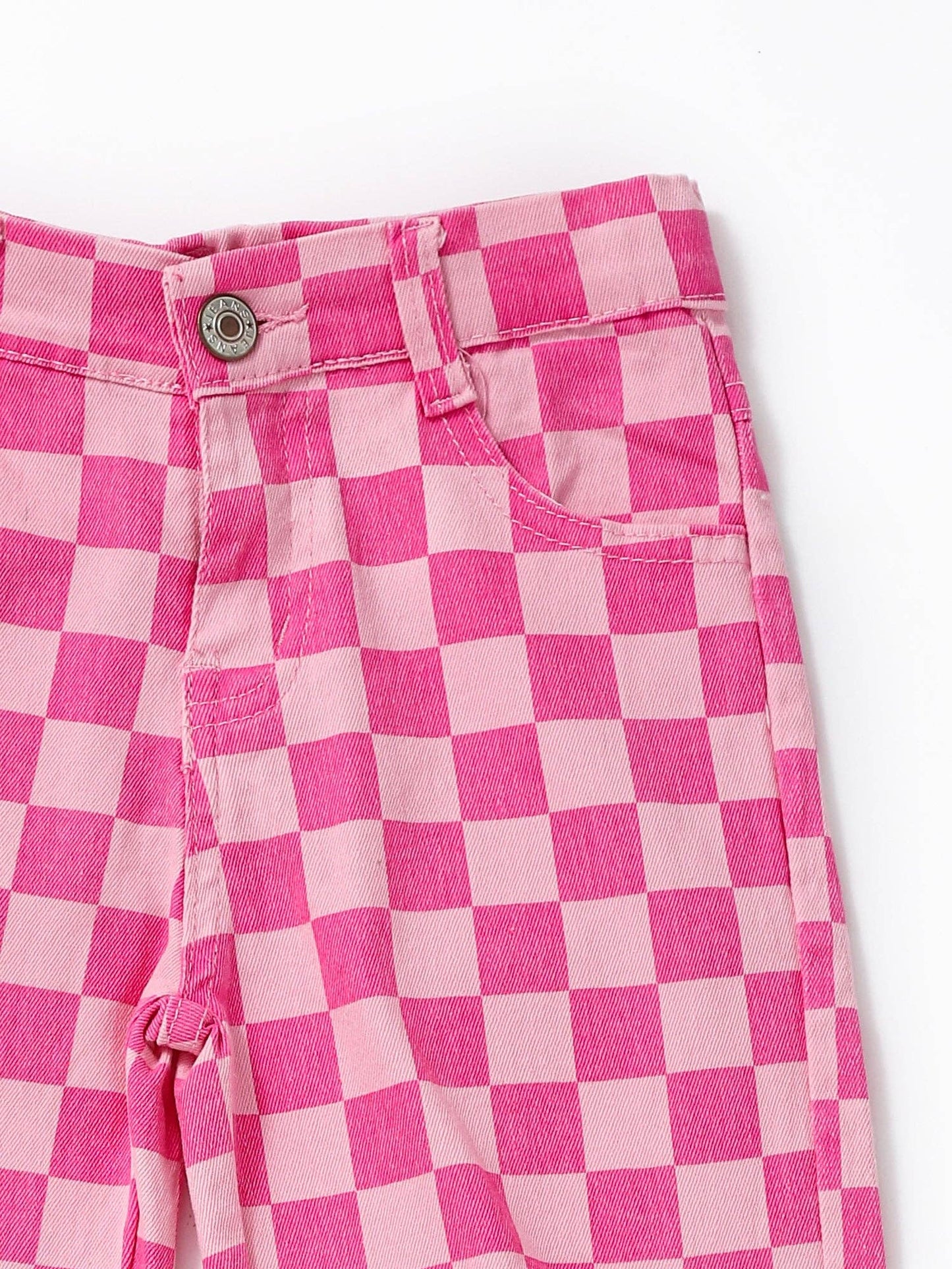 Pink Checked Toddler Jeans