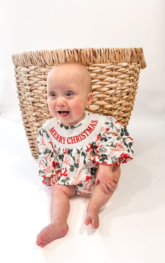 Merry Christmas Smocked Bubble